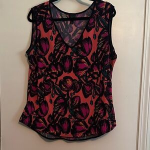 Worthington Pink and Black Floral Blouse